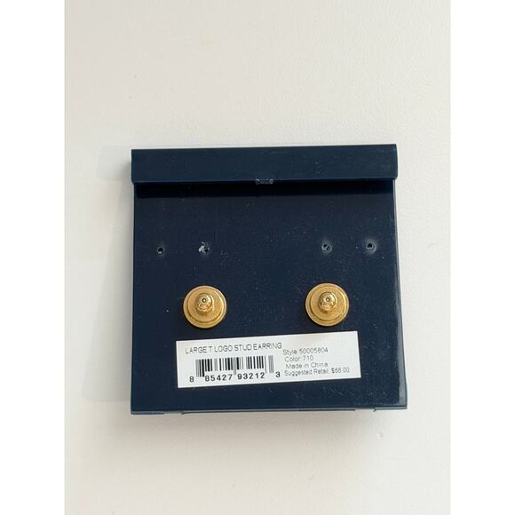 NWT TORY BURCH Large T Logo Tortoise Heart Stud Earring - Picture 2 of 2